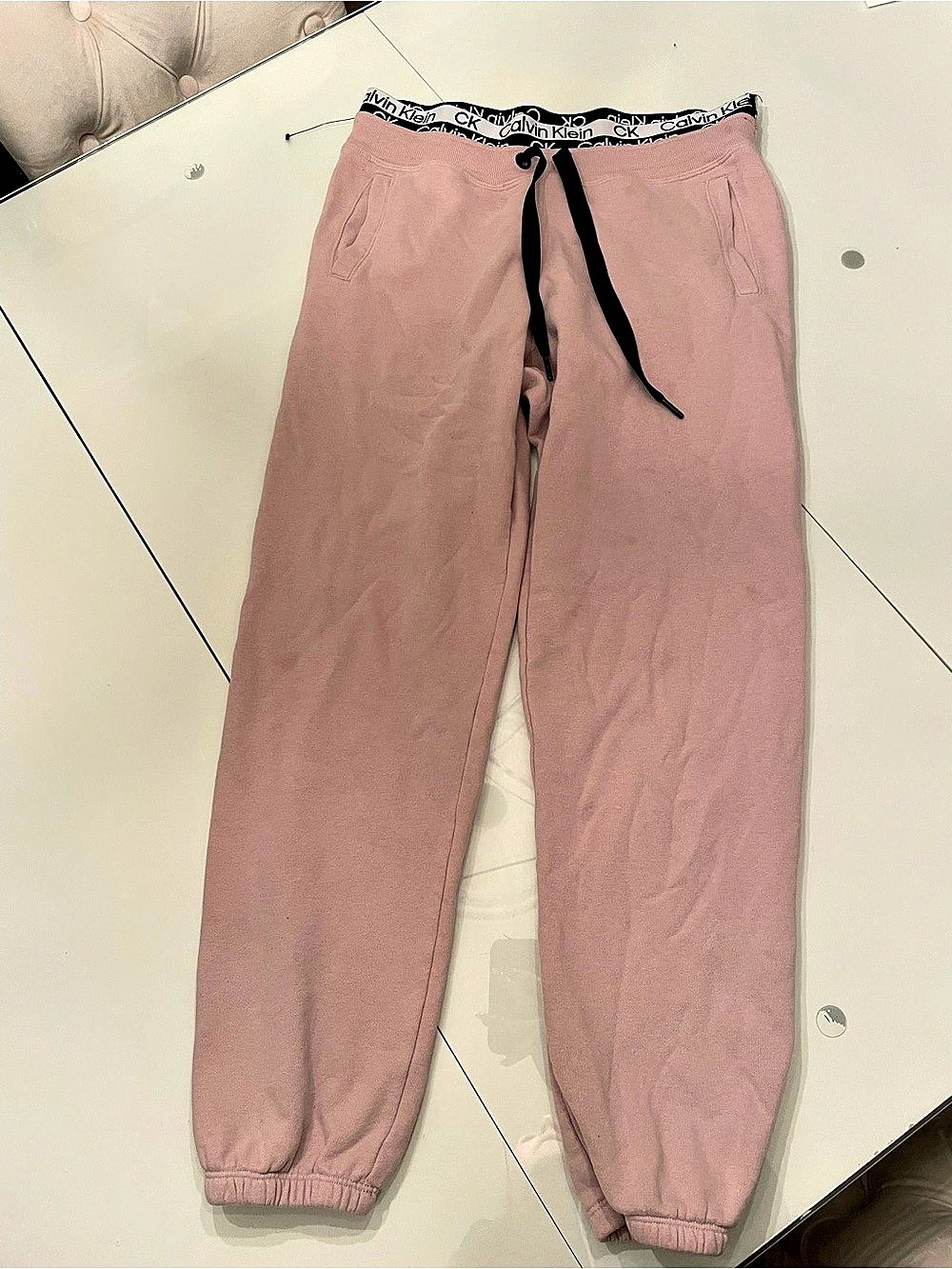 Calvin Klein Performance Logo Waistband Fleece Joggers Pink Joggers Medium